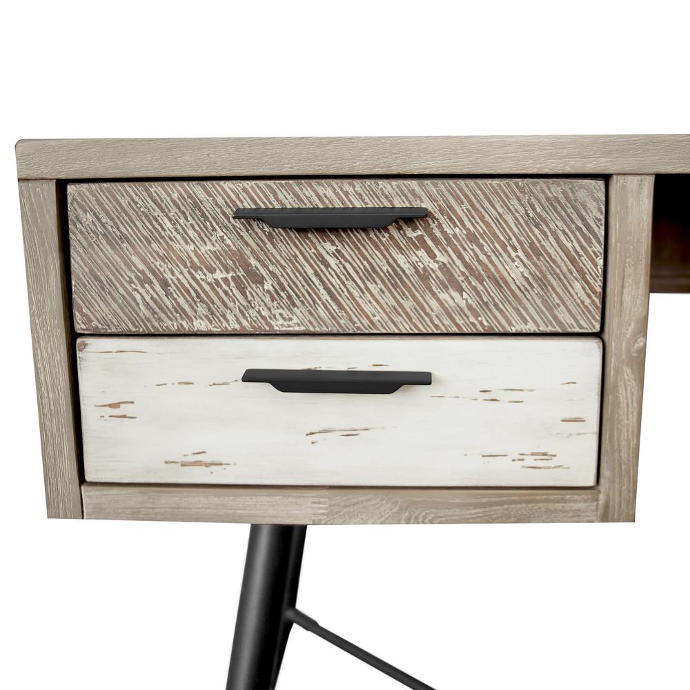 Bridges 4 Drawer Desk in Two Tone Acacia Wood