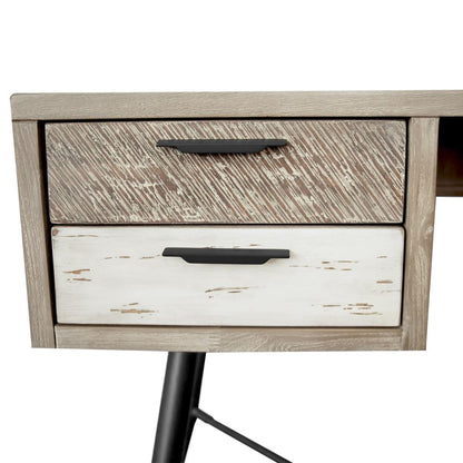 Bridges 4 Drawer Desk in Two Tone Acacia Wood