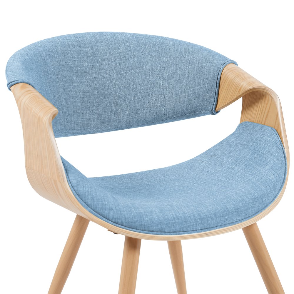 Mid-Century Upholstered Dining Chair in Light Blue and Patterned Oak Finish