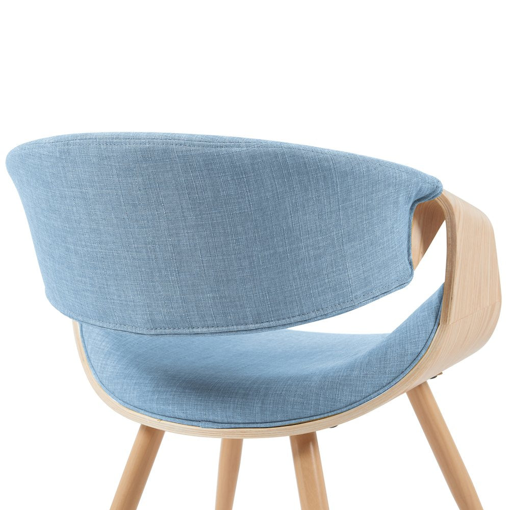 Mid-Century Upholstered Dining Chair in Light Blue and Patterned Oak Finish
