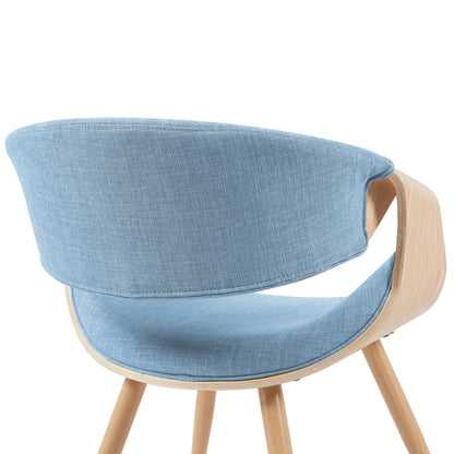 Mid-Century Upholstered Dining Chair in Light Blue and Patterned Oak Finish