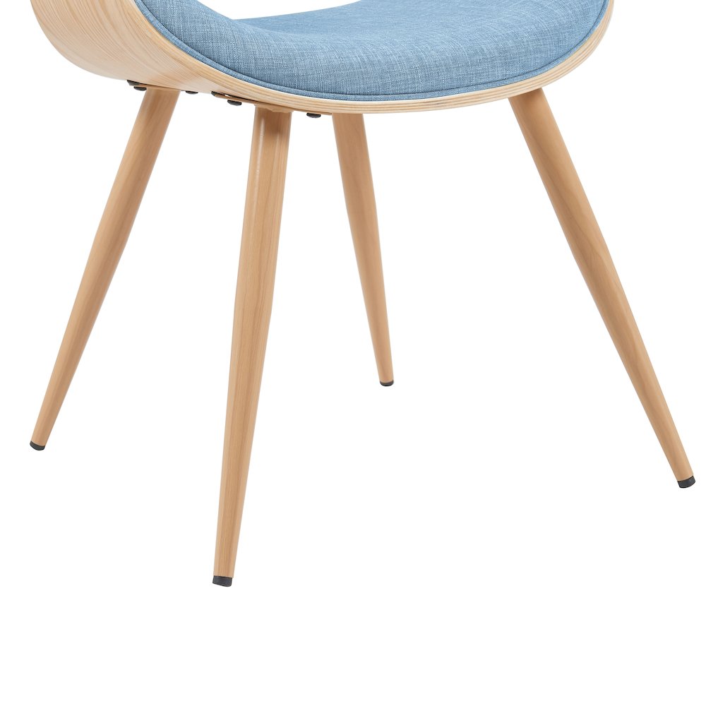 Mid-Century Upholstered Dining Chair in Light Blue and Patterned Oak Finish