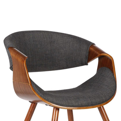 Mid-Century Modern Dining Chair in Walnut Wood and Charcoal Fabric