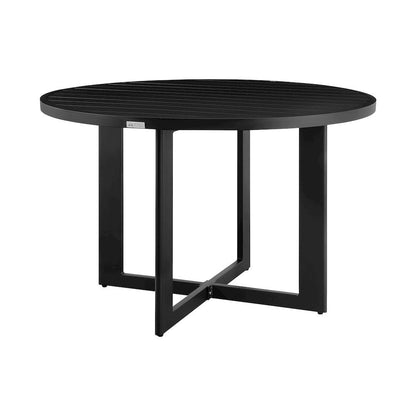 Outdoor Dining Table – Black Round Outdoor Table for 6 in Aluminum