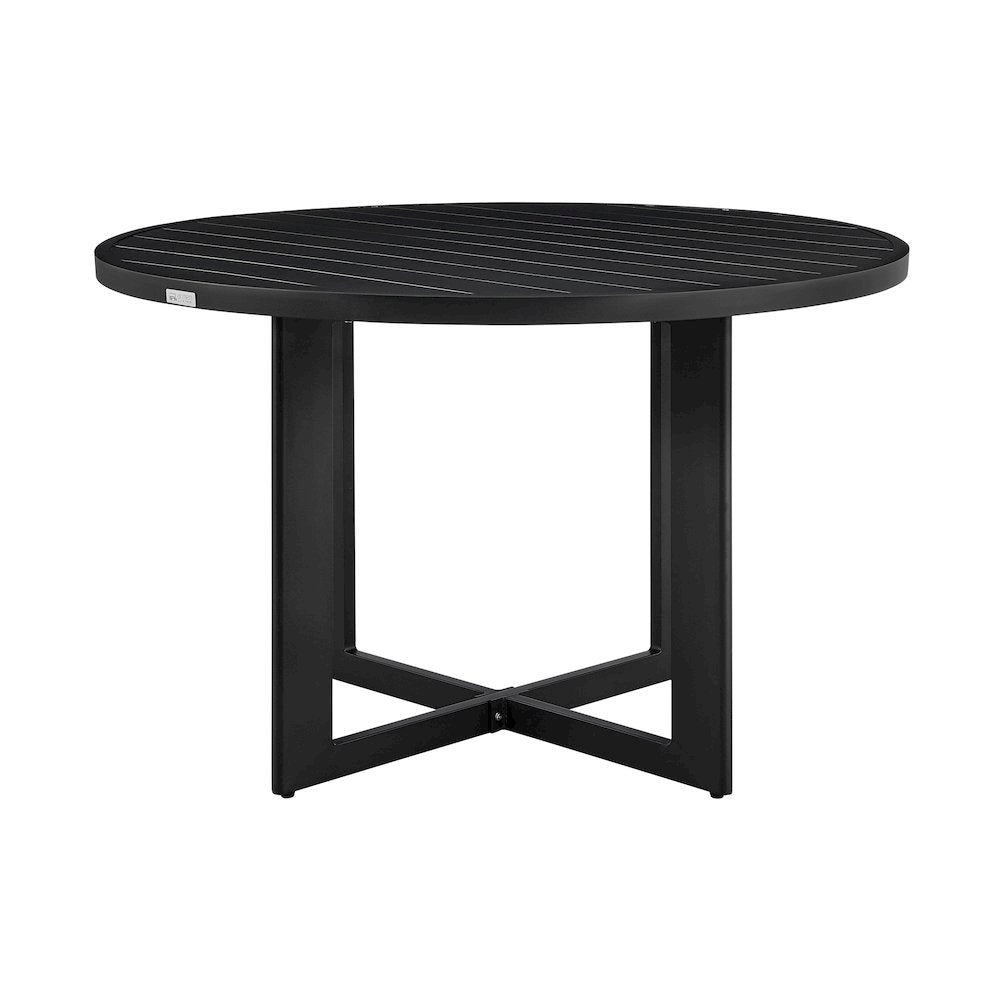 Outdoor Dining Table – Black Round Outdoor Table for 6 in Aluminum