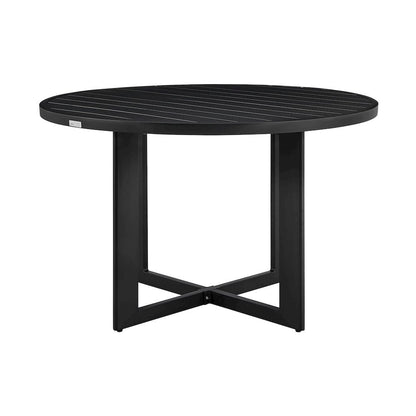 Outdoor Dining Table – Black Round Outdoor Table for 6 in Aluminum