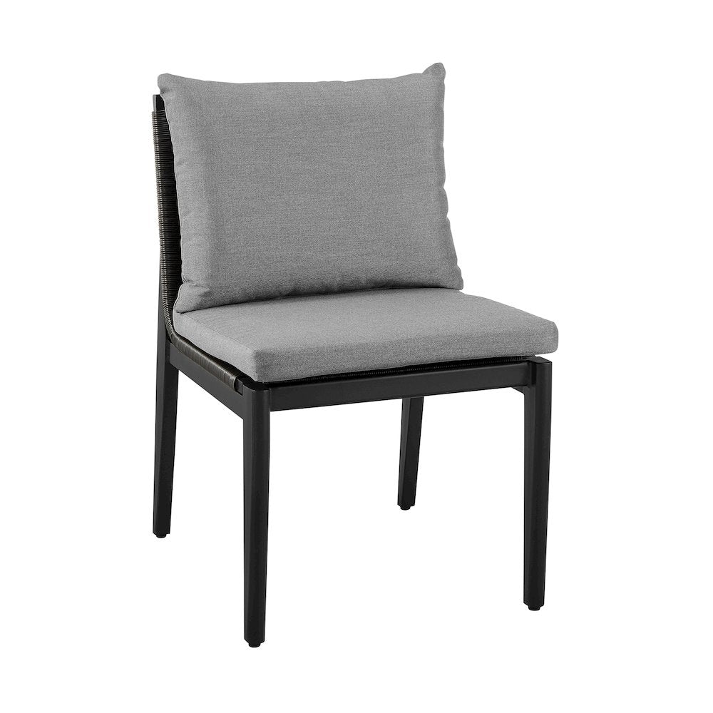 Aluminum Outdoor Dining Chairs with Gray Cushions - Set of 2 Patio Chairs
