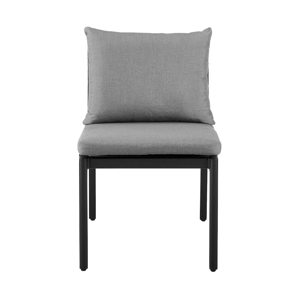 Aluminum Outdoor Dining Chairs with Gray Cushions - Set of 2 Patio Chairs