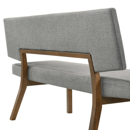 Channell Wood Dining Bench in Walnut Finish with Charcoal Fabric