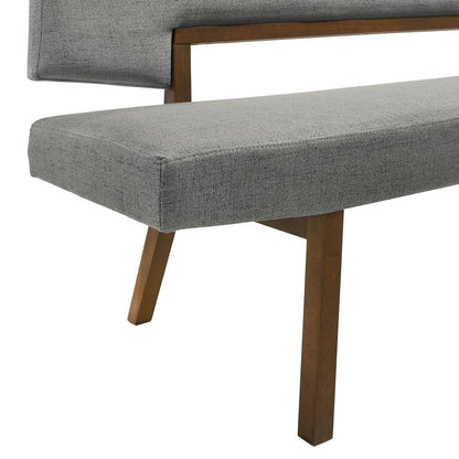 Channell Wood Dining Bench in Walnut Finish with Charcoal Fabric