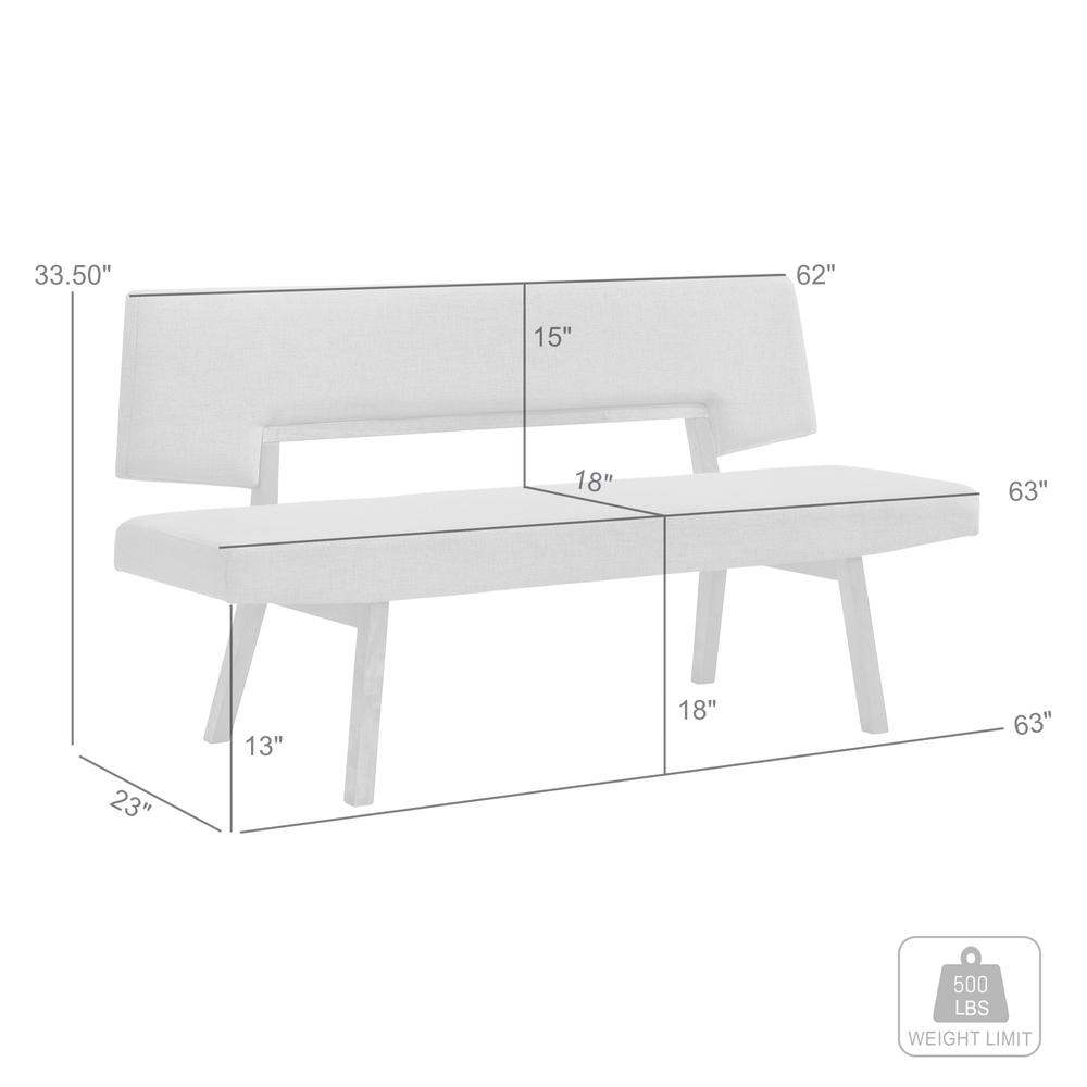 Channell Wood Dining Bench in Walnut Finish with Charcoal Fabric