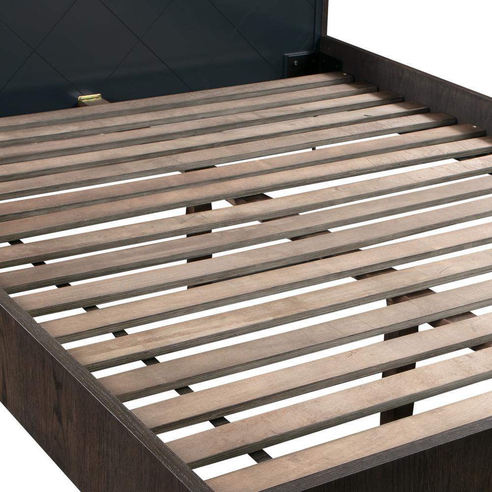 Cross Solid Oak and Metal Queen Platform Bed Frame