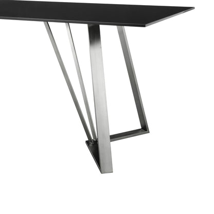 Cressida Glass and Stainless Steel Rectangular Dining Room Table