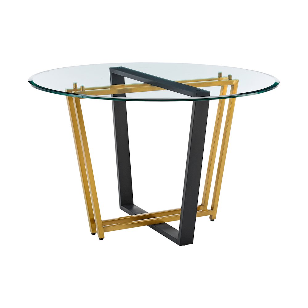 Devi 48" Round Dining Table in Gold Stainless Steel