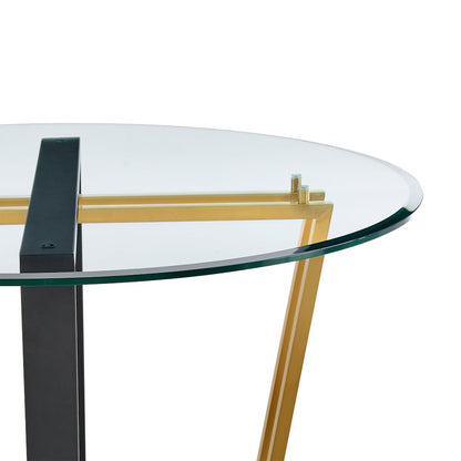 Devi 48" Round Dining Table in Gold Stainless Steel