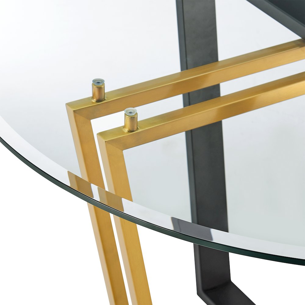 Devi 48" Round Dining Table in Gold Stainless Steel