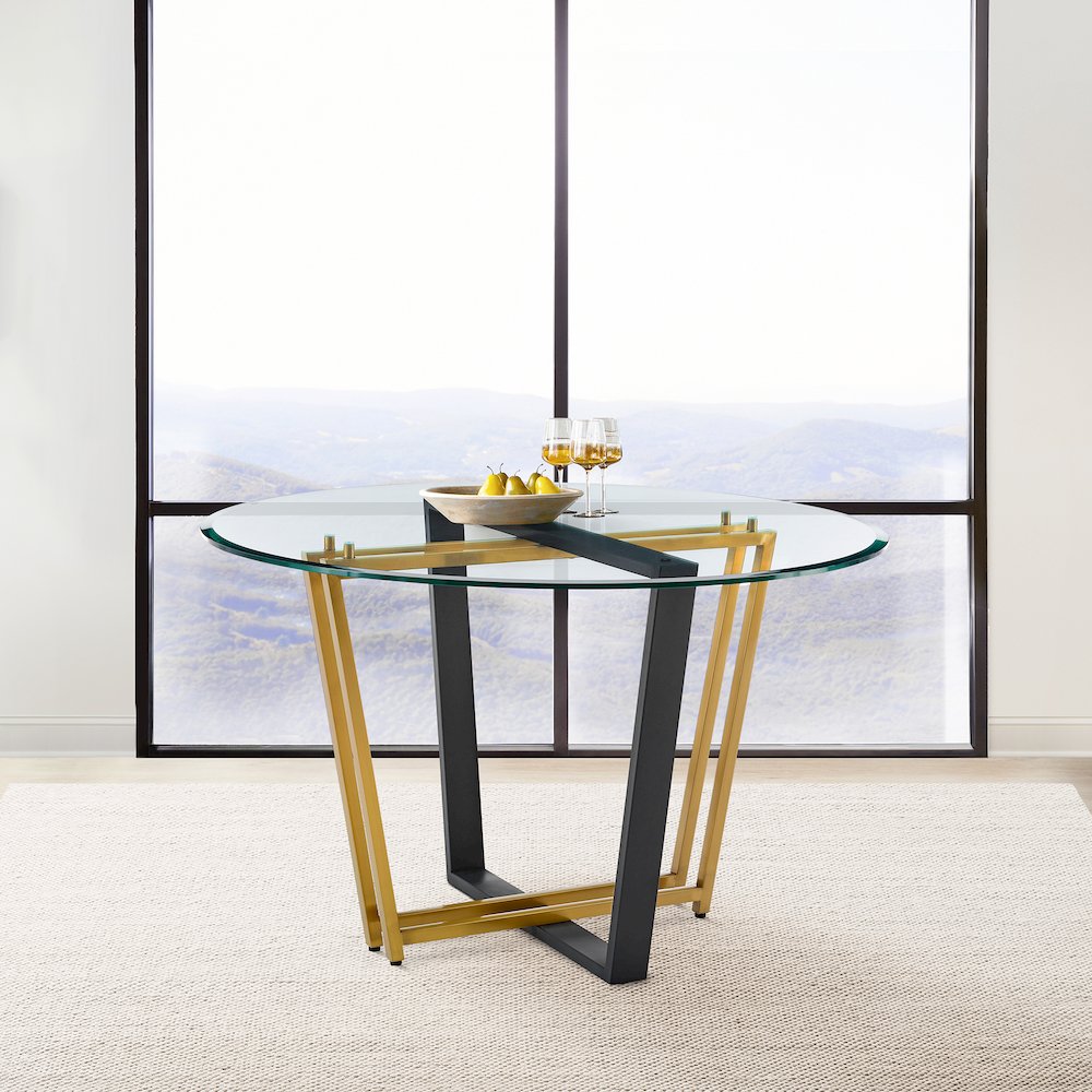 Devi 48" Round Dining Table in Gold Stainless Steel