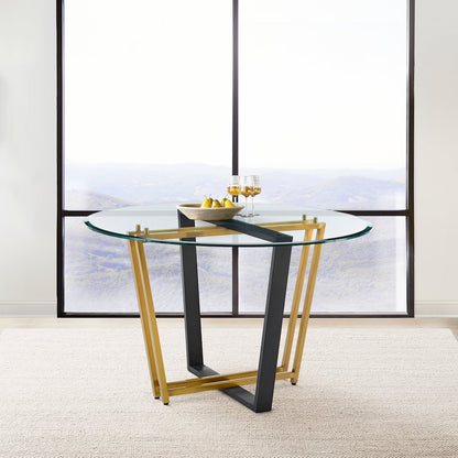 Devi 48" Round Dining Table in Gold Stainless Steel