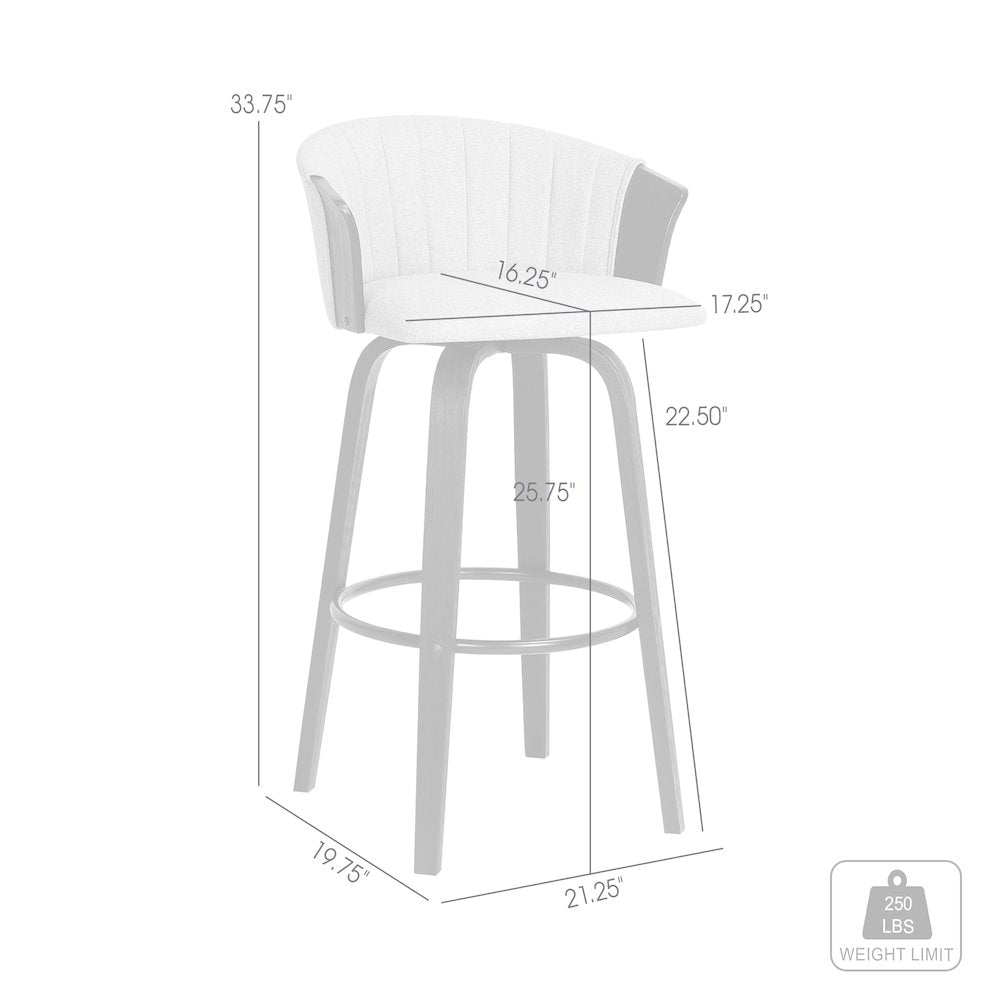Diana Upholstered Wood Swivel Bar or Counter Stool