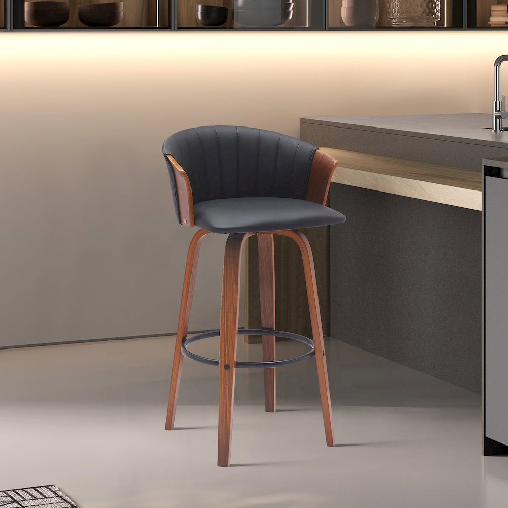 Diana Upholstered Wood Swivel Bar or Counter Stool