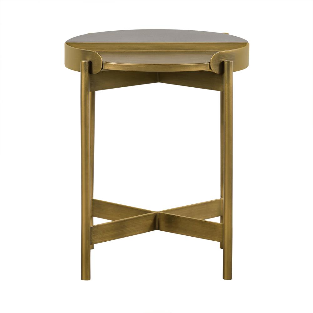 Dua Grey Concrete End Table with Antique Brass, N/A
