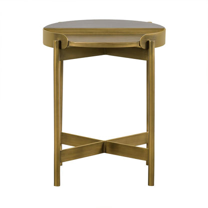 Dua Grey Concrete End Table with Antique Brass, N/A