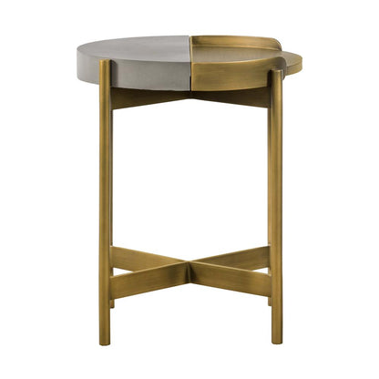 Dua Grey Concrete End Table with Antique Brass, N/A
