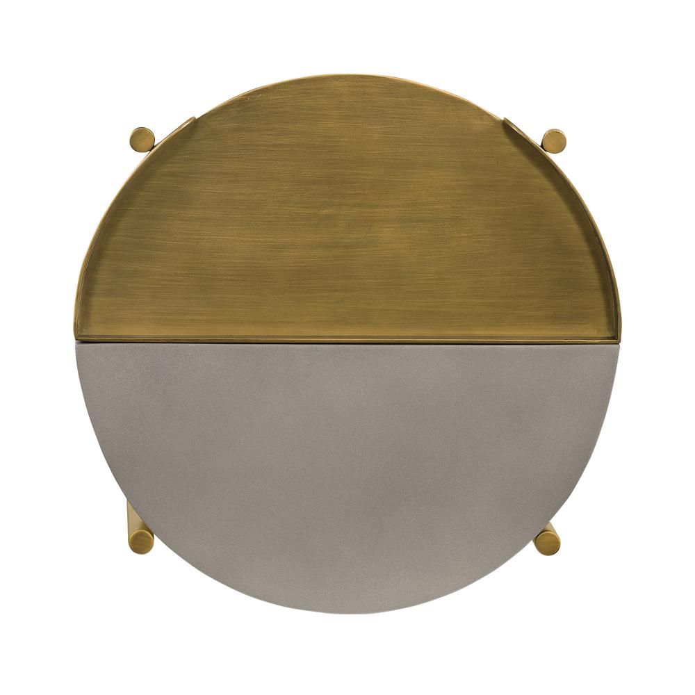 Dua Grey Concrete End Table with Antique Brass, N/A