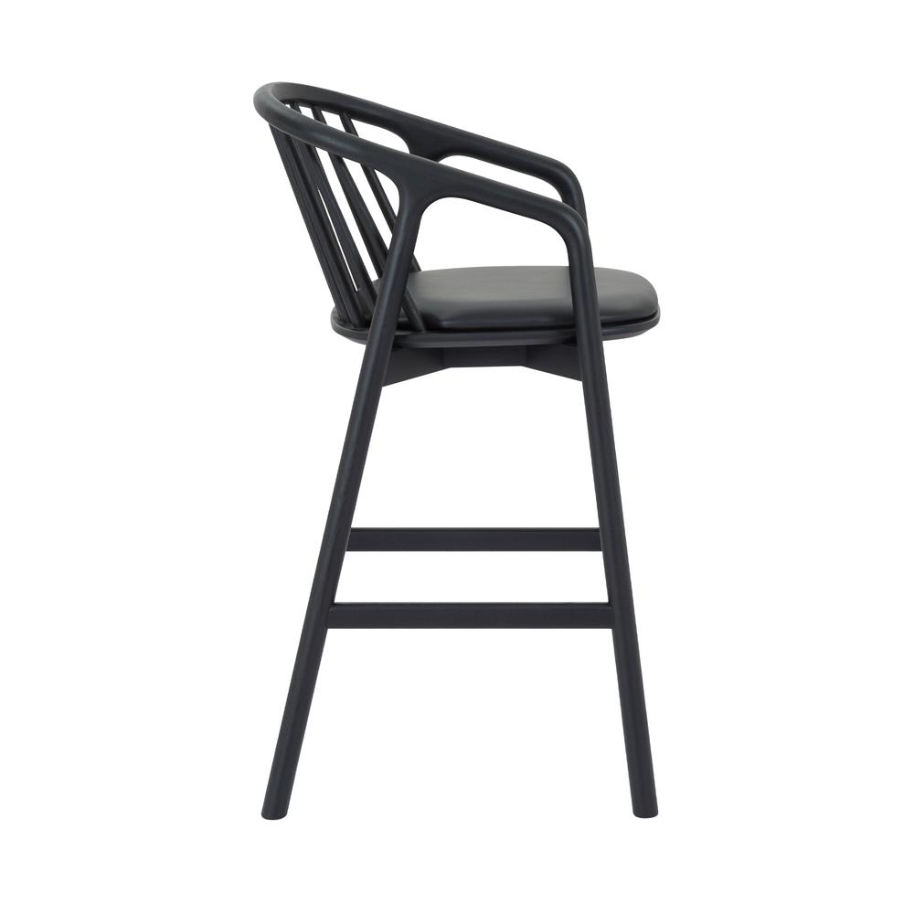 Echo Black Oak Wood and Faux Leather Bar Stool