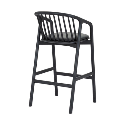 Echo Black Oak Wood and Faux Leather Bar Stool