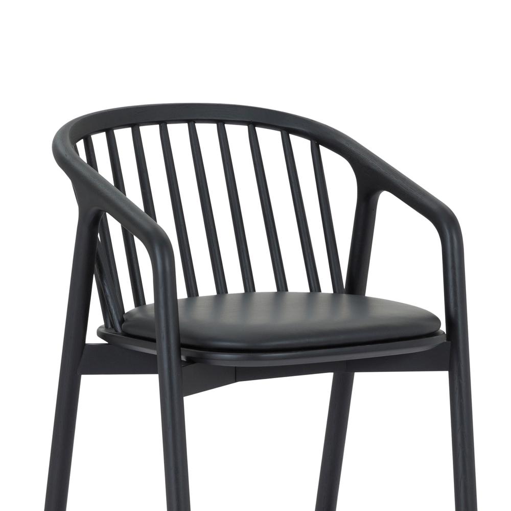 Echo Black Oak Wood and Faux Leather Bar Stool