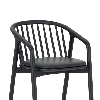 Echo Black Oak Wood and Faux Leather Bar Stool