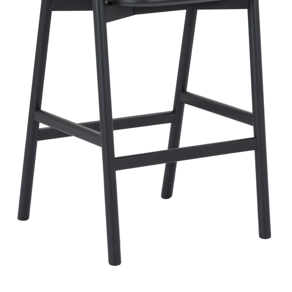 Echo Black Oak Wood and Faux Leather Bar Stool