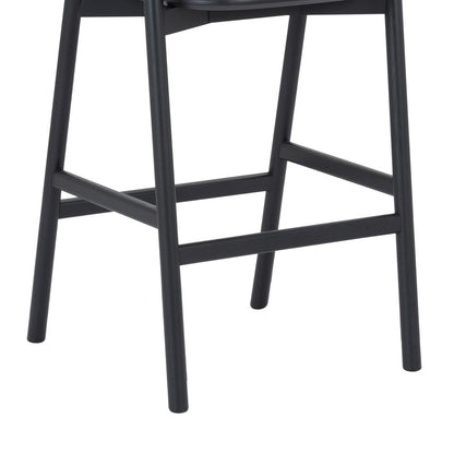 Echo Black Oak Wood and Faux Leather Bar Stool