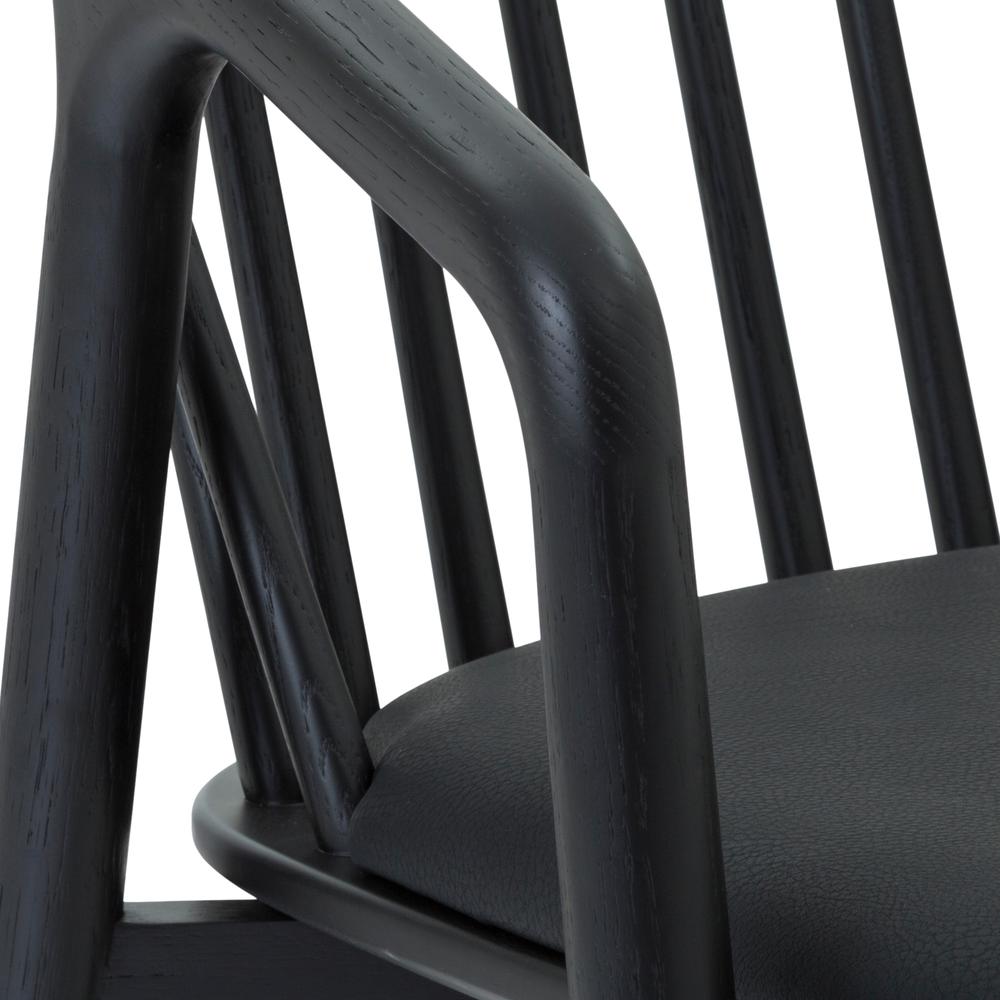 Echo Black Oak Wood and Faux Leather Bar Stool