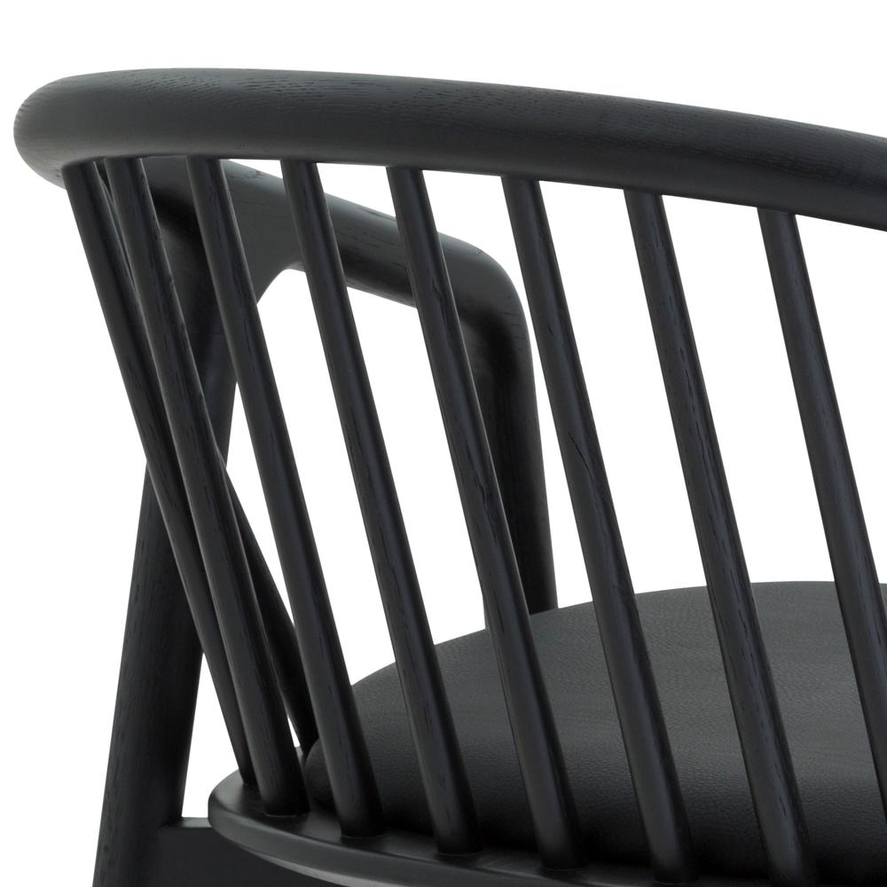 Echo Black Oak Wood and Faux Leather Bar Stool