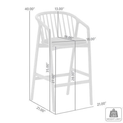 Echo Black Oak Wood and Faux Leather Bar Stool