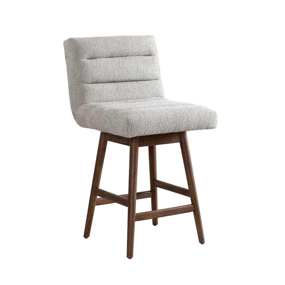 Elias Brown Solid Wood Upholstered 26" Counter Height Swivel Barstool