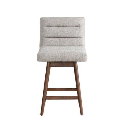 Elias Brown Solid Wood Upholstered 26" Counter Height Swivel Barstool