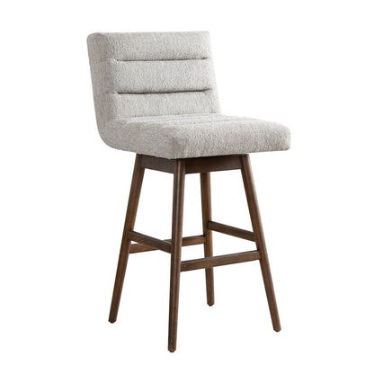 Elias Brown Solid Wood Upholstered 30" Bar Height Swivel Barstool