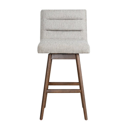 Elias Brown Solid Wood Upholstered 30" Bar Height Swivel Barstool