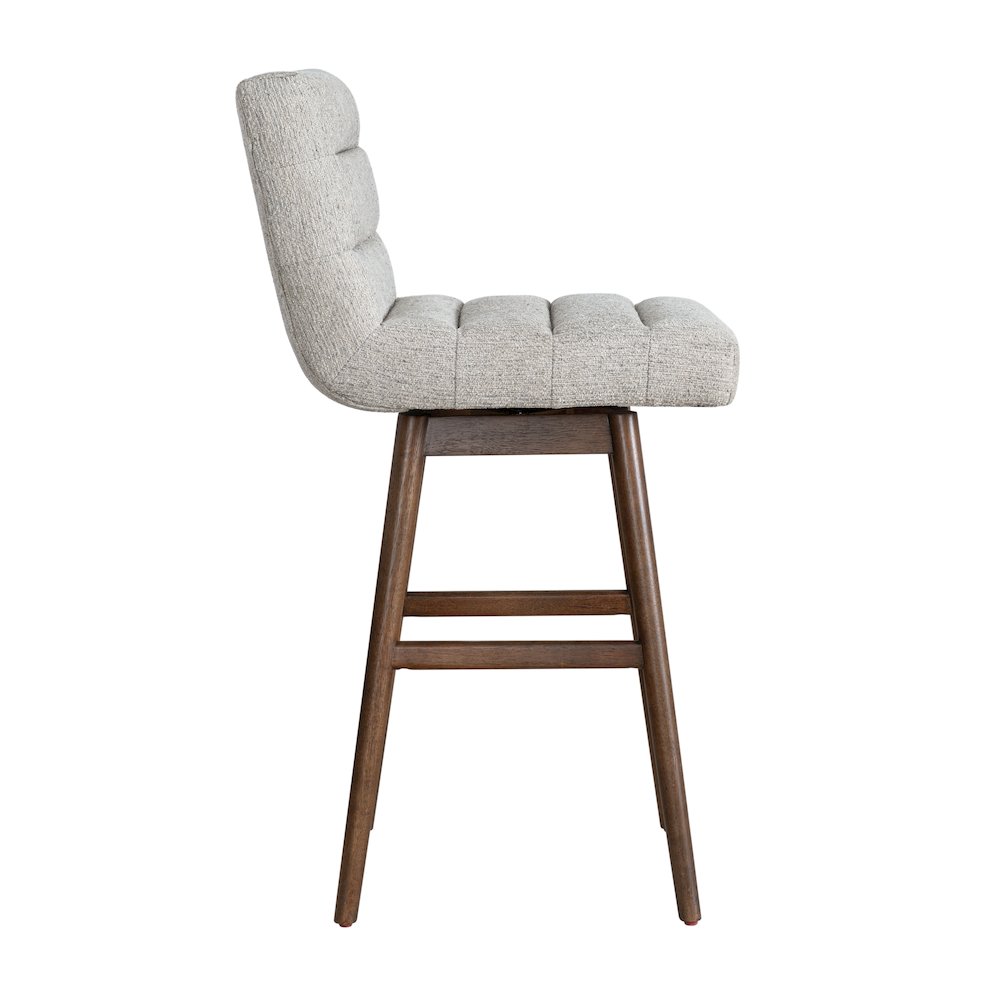 Elias Brown Solid Wood Upholstered 30" Bar Height Swivel Barstool