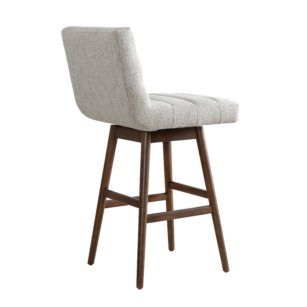 Elias Brown Solid Wood Upholstered 30" Bar Height Swivel Barstool