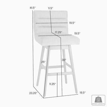 Elias Brown Solid Wood Upholstered 30" Bar Height Swivel Barstool