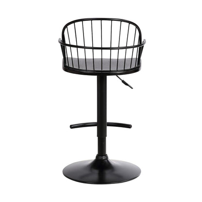 Edward Adjustable Black Wood and Metal Barstool