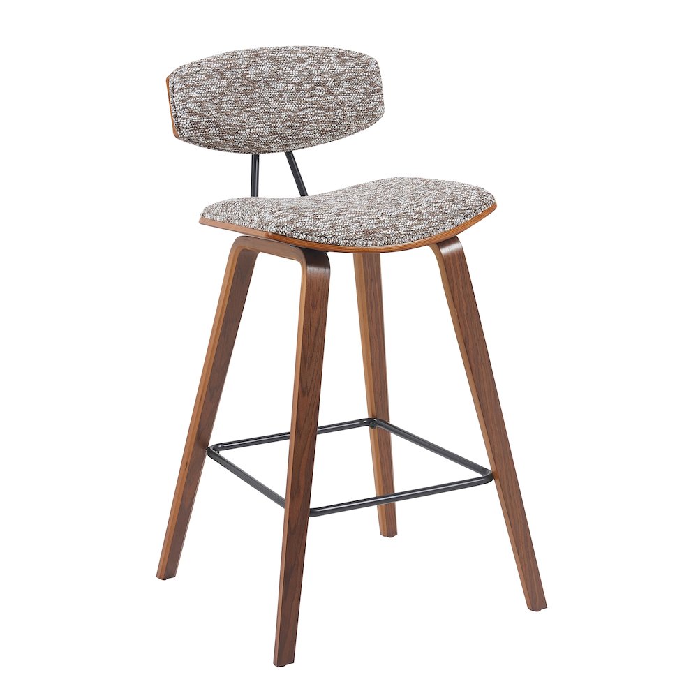 Swivel Counter Height Bar Stool with Speckled Brown Upholstered Seat