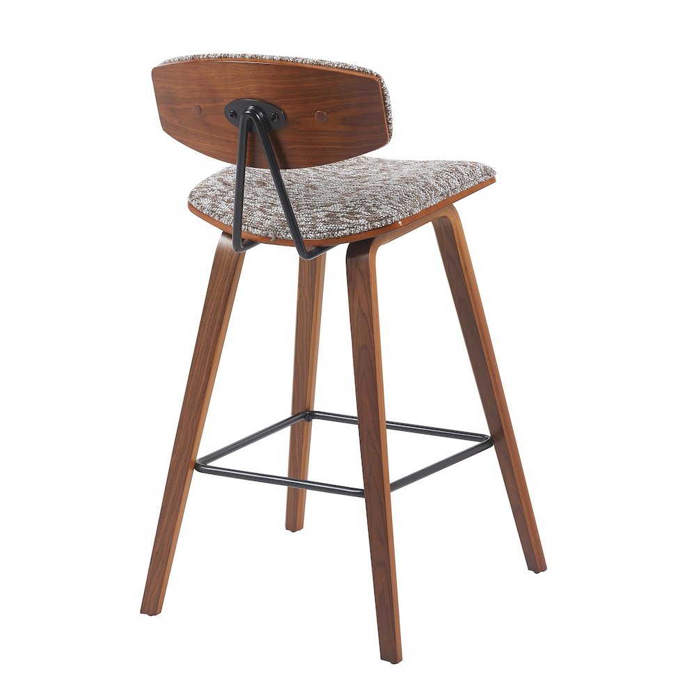 Swivel Counter Height Bar Stool with Speckled Brown Upholstered Seat