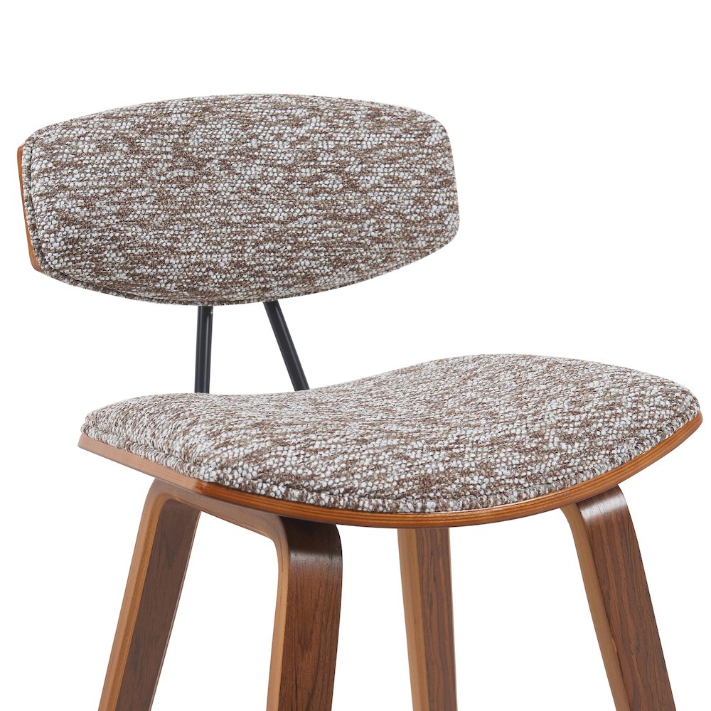 Swivel Counter Height Bar Stool with Speckled Brown Upholstered Seat