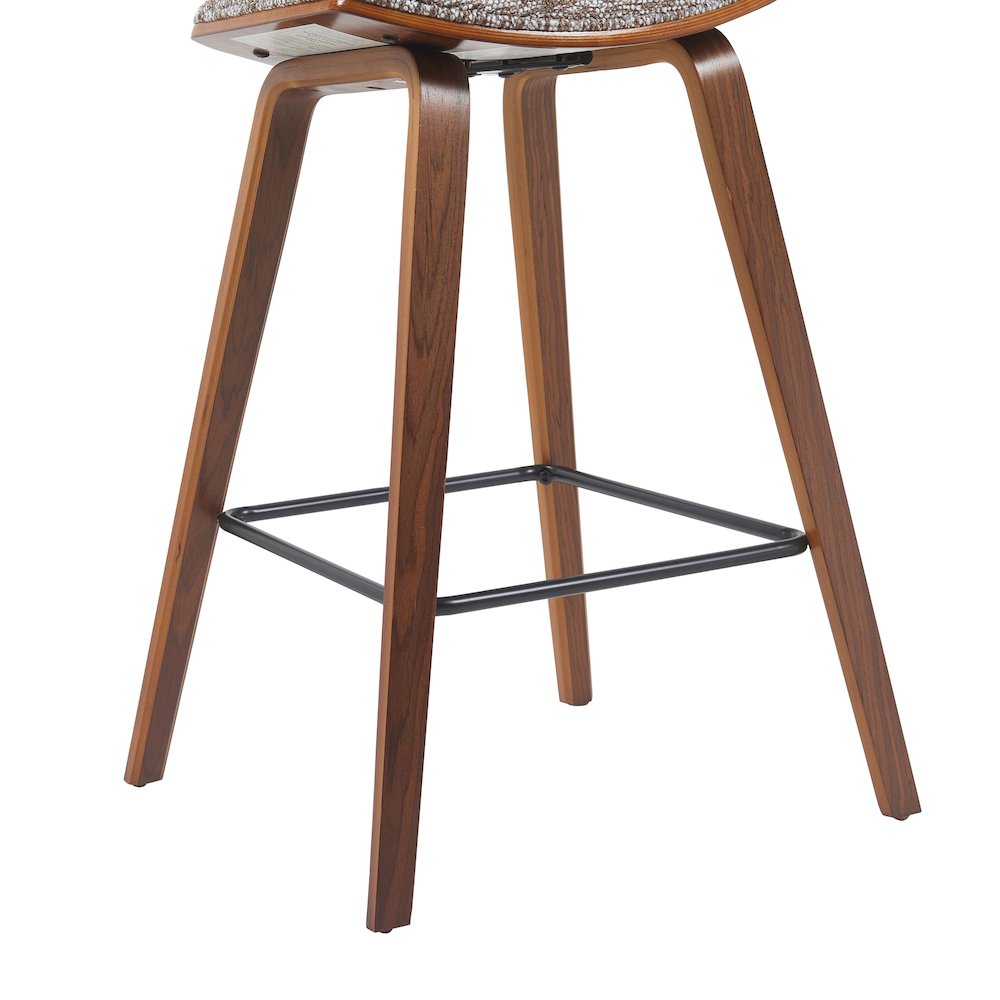 Swivel Counter Height Bar Stool with Speckled Brown Upholstered Seat