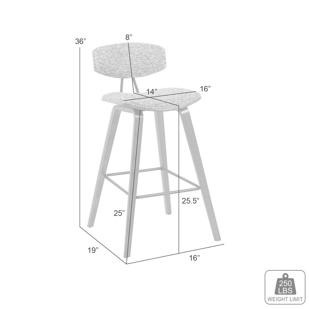 Swivel Counter Height Bar Stool with Speckled Brown Upholstered Seat